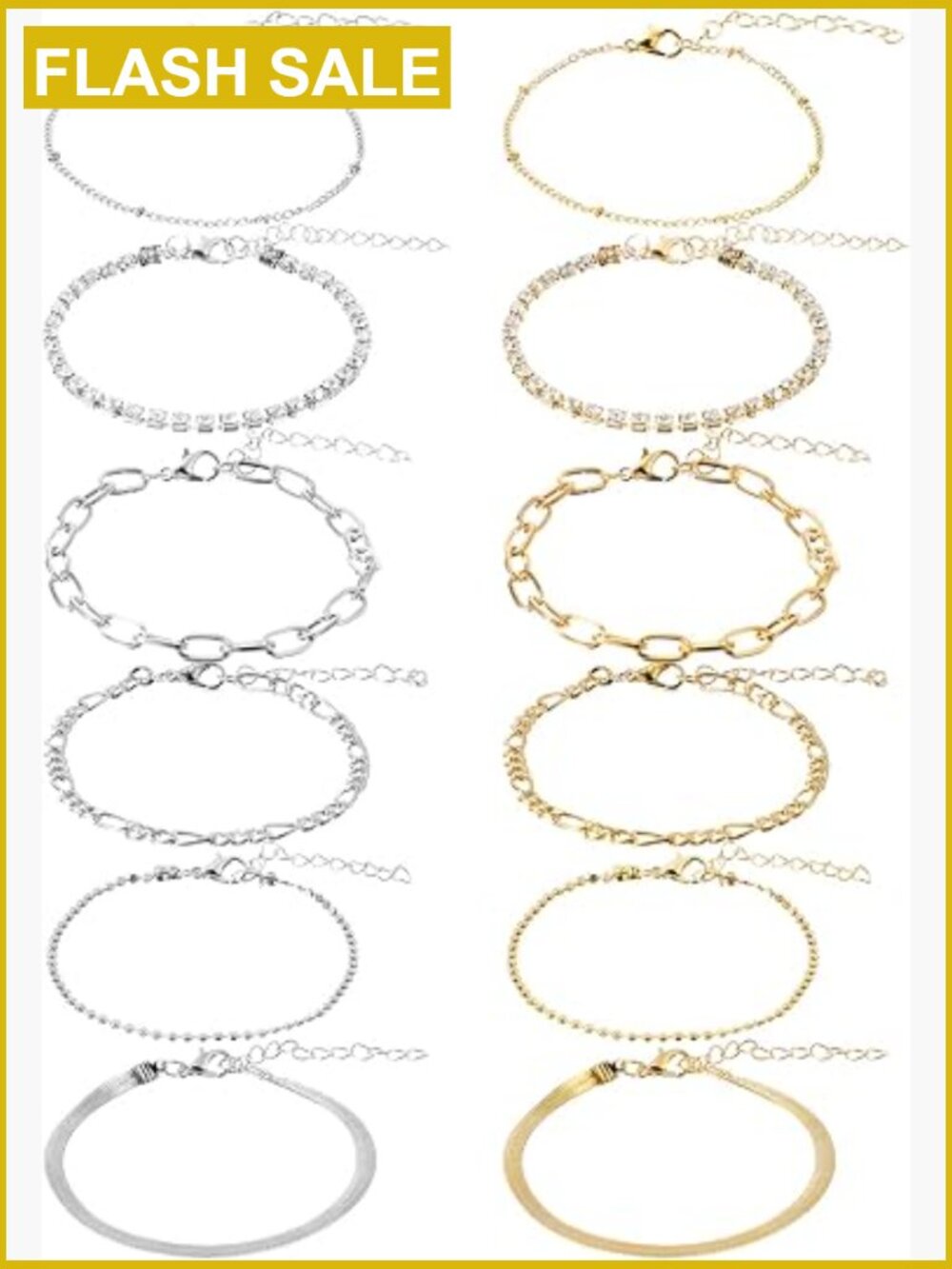 12pcs Women's Anklets Set, 9.25in Adjustable Chain Bracelets for Beach Summer